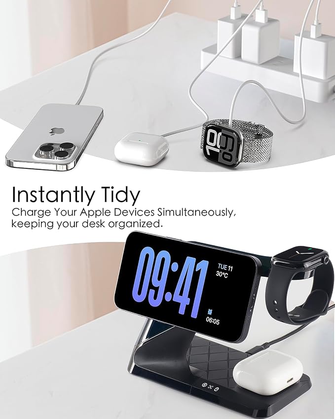 3 in 1 Charging Station for Apple Devices, Mag-Safe Charger Stand, Wireless - Image 2