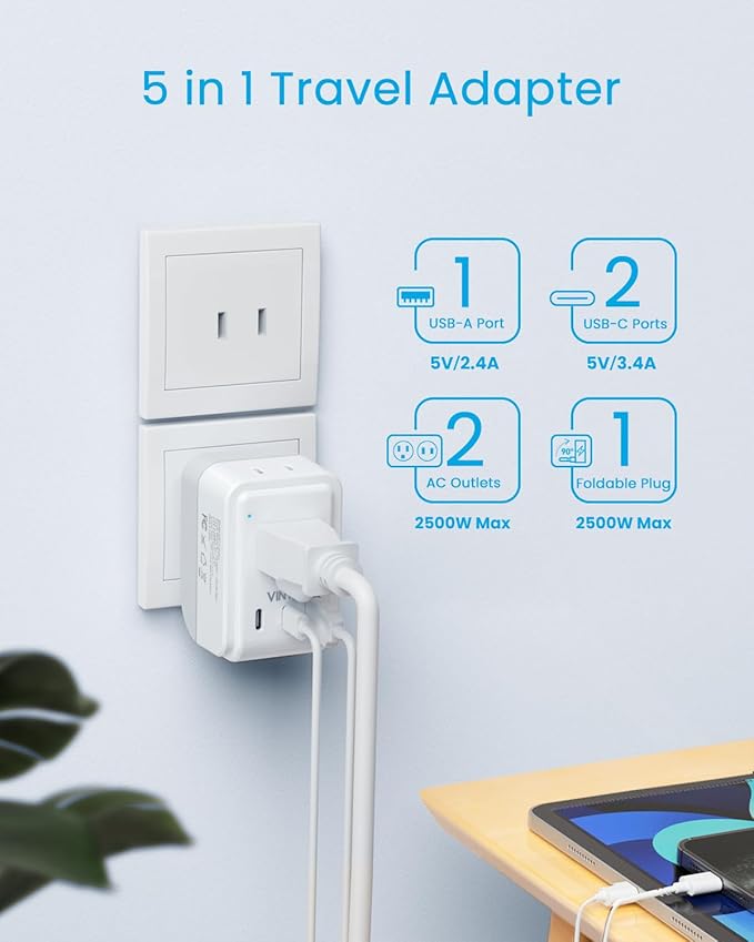 2 Pack US to Japan Plug Adapter, VINTAR Foldable Japan Travel Adapter - Image 4