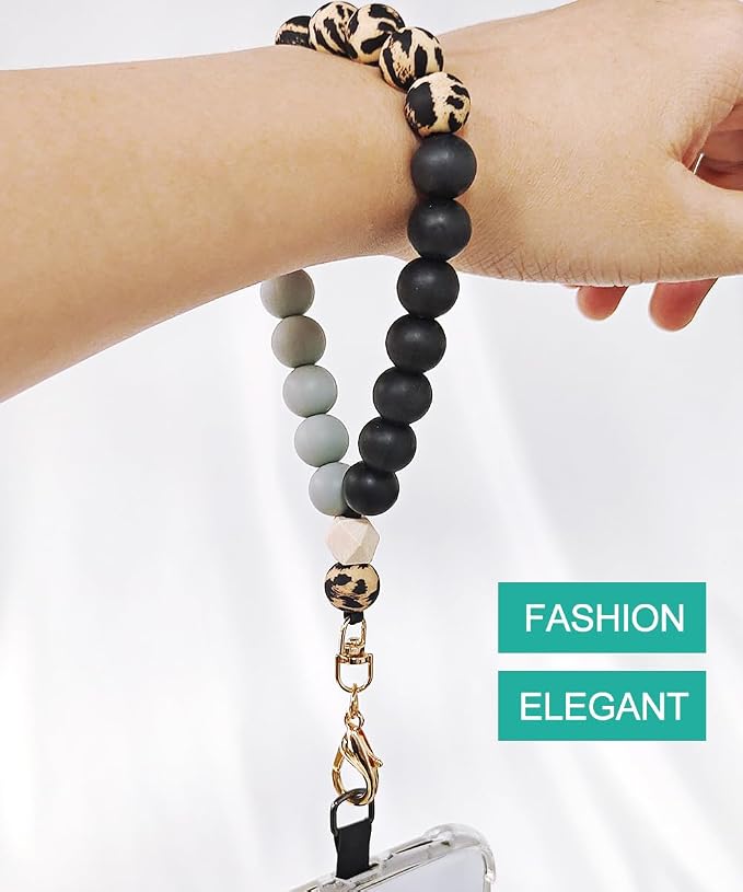 Marble Silicone Beaded Phone Wrist Strap, Cellphone Lanyard - Image 4