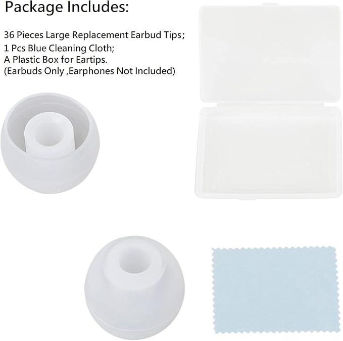 36 Pieces Large Earbud Tips Soft and Comfortable Ear Bud Replacement Pieces - Image 6