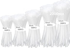 2000 PCS Zip Ties Assorted Sizes 4+6+8+10+12 Inch Self-locking Nylon Cable ties by MasiStranth