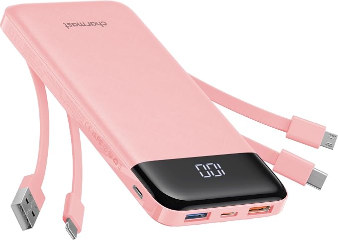 Charmast Portable Charger with Built in Cables, Power Bank with Cords Wires by Charmast