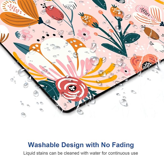 Pink Cute Flower Mouse Pad, Floarl Mouse Pad Custom Design, Square Waterproof - Image 5