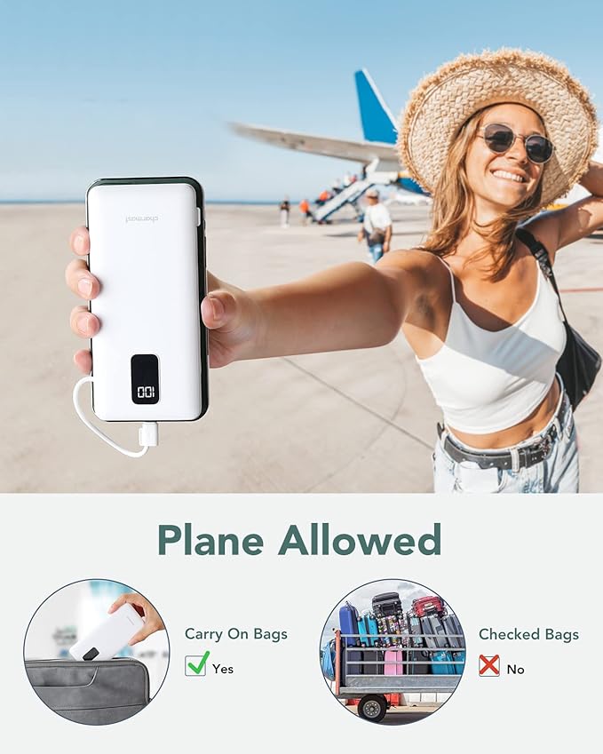 Charmast Portable Charger with Built-in Cables & Wall Plug, 10000mAh Portable - Image 8
