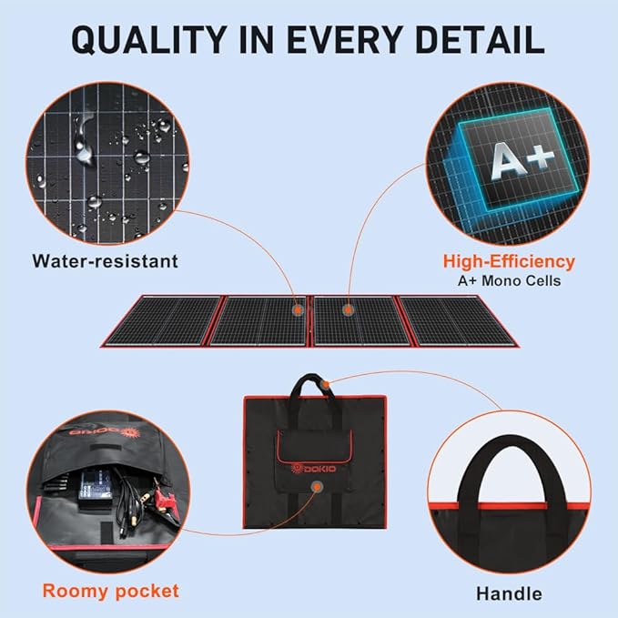 DOKIO 150W Portable Foldable Solar Panel Kit, - Image 5