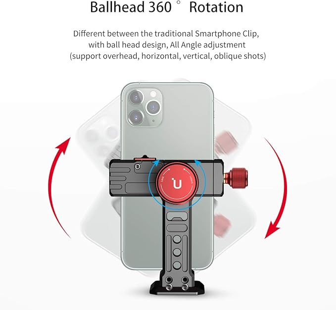 Cell Phone Tripod Mount, ULANZI ST-14 Smartphone Tripod Mount Adapter Aluminum - Image 3