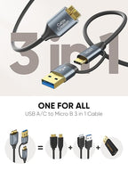 CableCreation USB C Hard Drive Cable 2FT, 5Gbps USB A/C to Micro B, USB 3.0 - Image 2