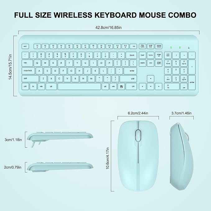 Wireless Keyboard and Mouse Combo, Full-Size Silent Ergonomic Keyboard and - Image 7