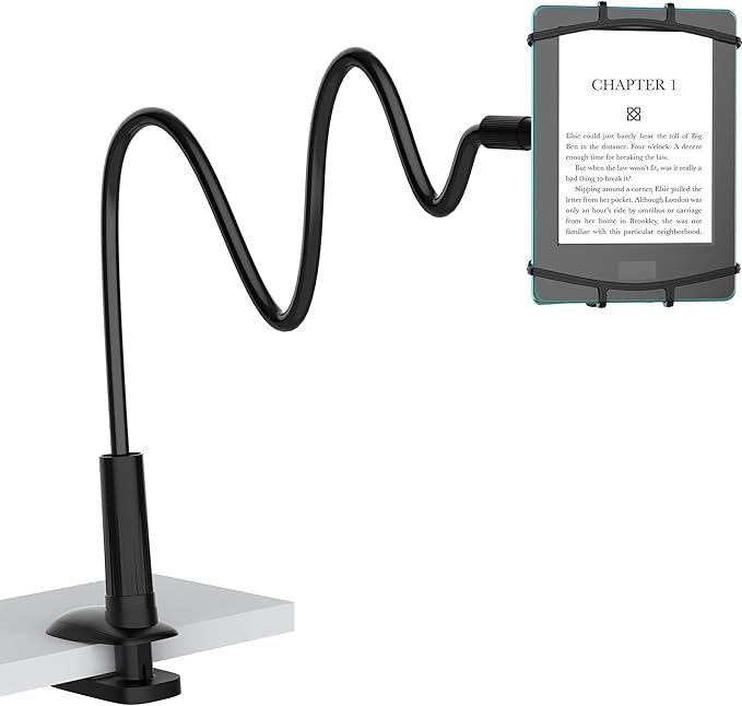 Gooseneck Kindle Holder for Reading in Bed, 360° Adjustable Cell Phone Stand by NUSICAN