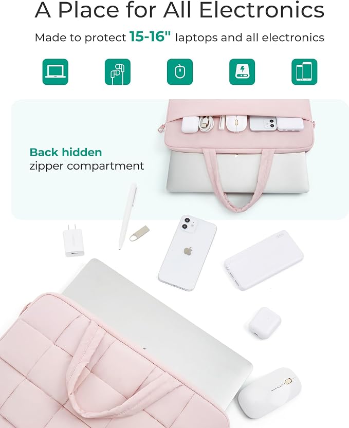BAGSMART 15.6 Inch Laptop Case, Lightweight Puffy Laptop Sleeve - Image 3