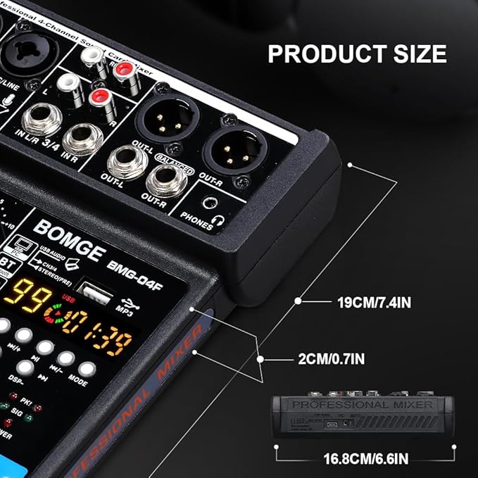 BOMGE 4 Channel mini DJ Audio Sound Mixer Interface - Image 8