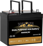 Weize Dual Purpose AGM Battery BCI Group 24M, Starter & Deep Cycle 150RC 550CCA by WEIZE