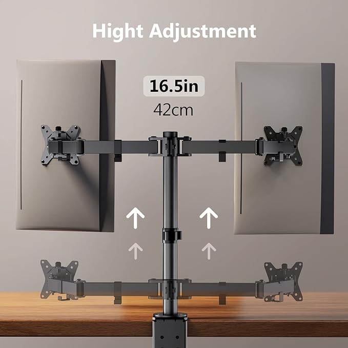 ErGear Dual Monitor Stand, Heavy Duty Adjustable Monitor Desk Mount - Image 6