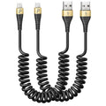 iPhone Charger Cable for Car, 2 Pack 5FT Coiled Lightning Cable iPhone Charger by PRAKIE