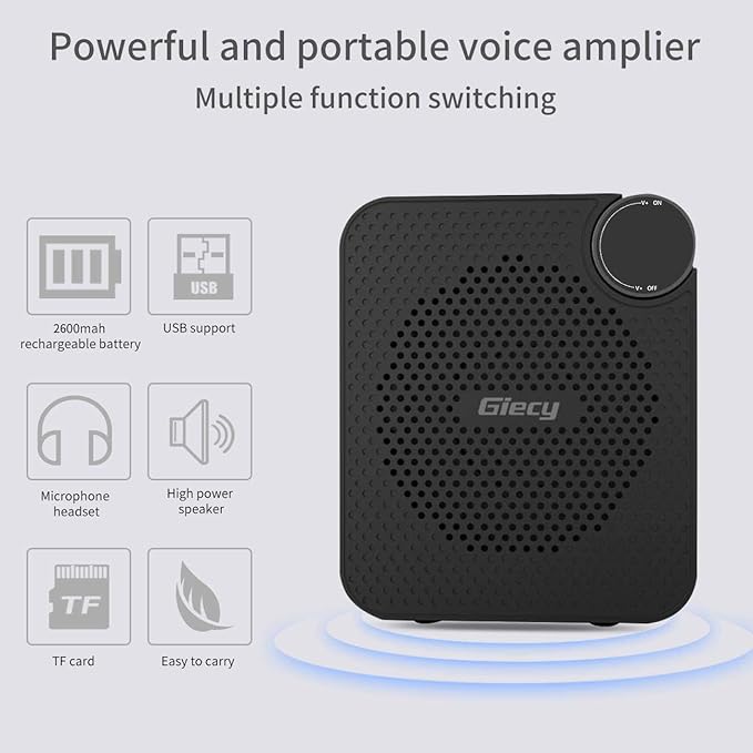 Portable Voice Amplifier with Wired Microphone Headset, Rechargeable PA System - Image 6