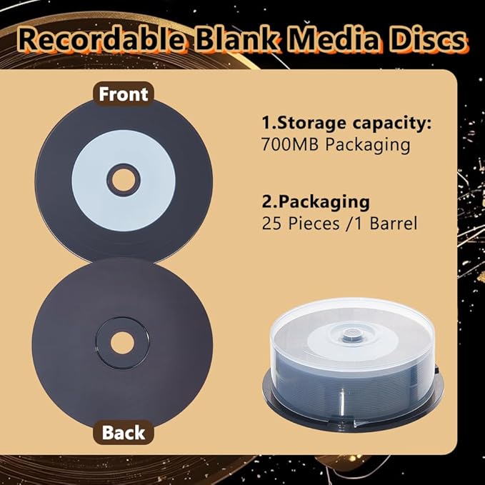 DICOSMETIC 25Pcs Blank Music Disc CD-R Blank Discs CD Recordable Media 700MB - Image 4