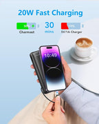 Charmast Portable Charger with Built-in Cables and Wall Plug, 20000mAh 20W USB - Image 3