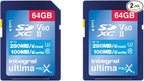 Integral 64GB 2-Pack UHS-II SD Card V60 Up to 280MBs Read and 100MBs Write by Integral