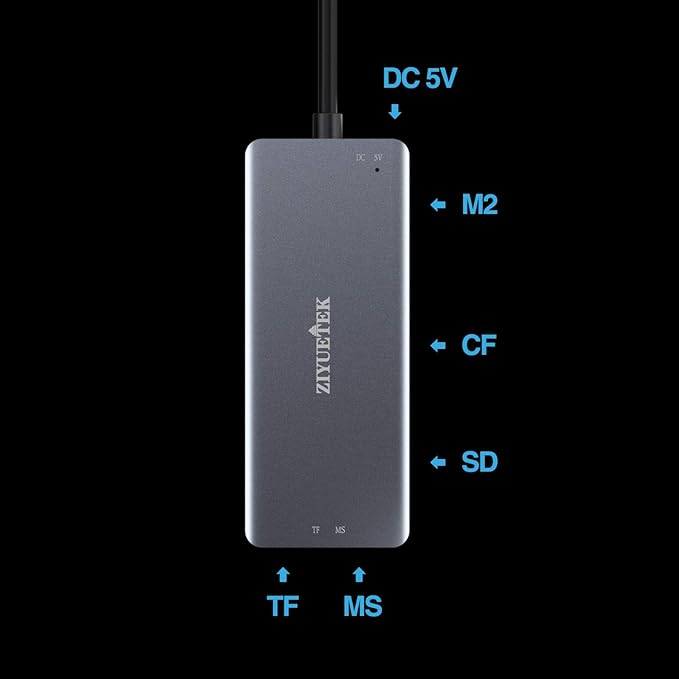 USB C SD Card Reader, 5- in-1 Aluminum Thunderbolt 3 Memory Card Reader - Image 2