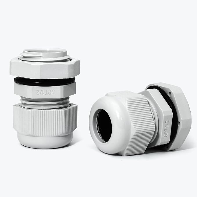 10 Pcs 1/2" NPT Nylon Cable Glands, IP68 Waterproof Adjustable Cord Grip Cable - Image 5