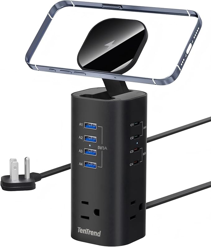 TenTrend Power Strip Tower Surge Protector, 115W Fast Charging Station by TenTrend