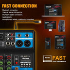 Mini audio DJ mixer Sound Board Console System, 5 Channel 48V Phantom Power - Image 3