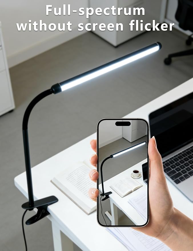 2 Pack Clip On LED Desk Lamp, 3 Lighting Modes 10 Brightness Levels, Flexible - Image 6