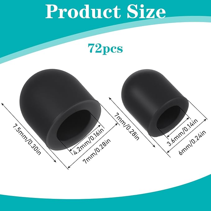 36Pcs Rubber Tips for Stylus Pens, 0.2'' & 0.28'' Universal Stylus Tips - Image 5