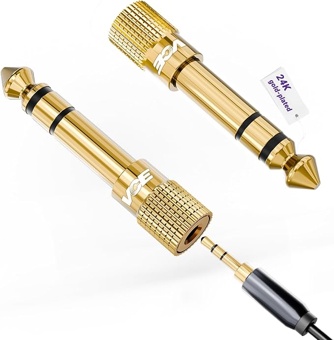 VCE 6.35mm Male to 3.5mm Female 1/4 inch to 1/8 inch 24K Stereo Audio Jack by VCE