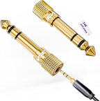 VCE 6.35mm Male to 3.5mm Female 1/4 inch to 1/8 inch 24K Stereo Audio Jack by VCE