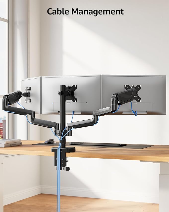 MOUNTUP Triple Monitor Mount, Triple Monitor Desk Mount - Image 8