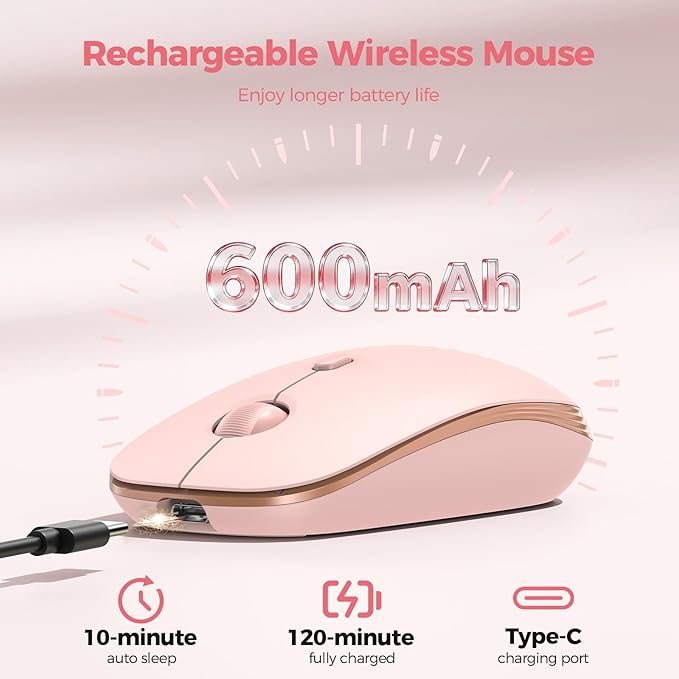 TECKNET Wireless Mouse, Rechargeable Slim Portable Silent Computer Mouse - Image 3