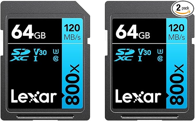 Lexar High-Performance 800x 64GB SDXC UHS-I Memory Cards, Full-HD & 4K Video by Lexar