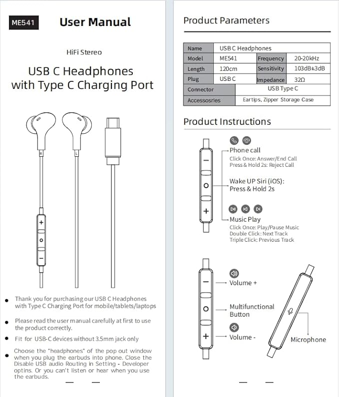 USB C Headphone for Samsung S26 S25 FE S24 A16 A17 Wired Earbuds Magnetic - Image 9