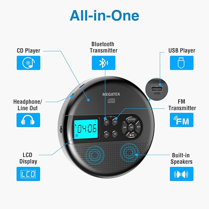 MEGATEK CP27BR Portable CD Player Bluetooth - Image 2