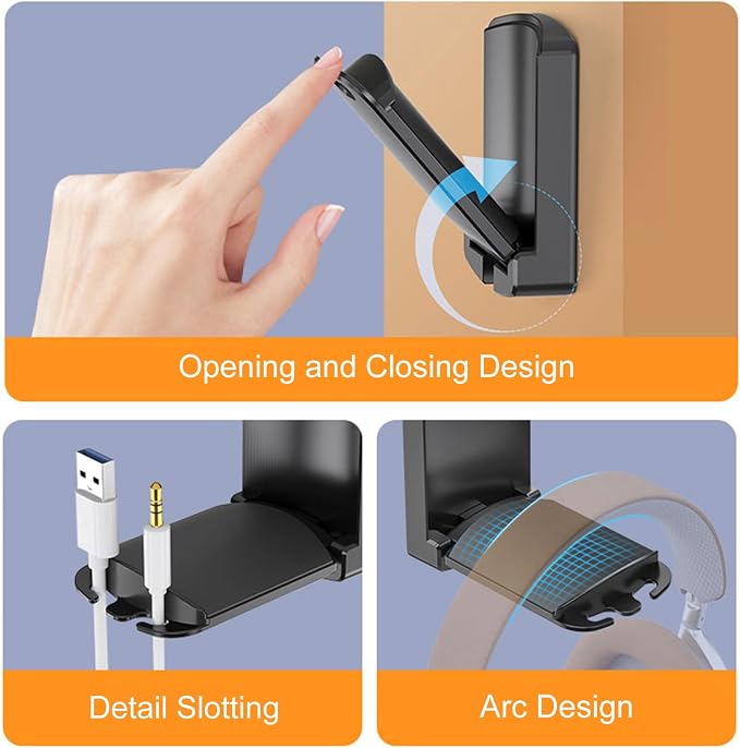 2-Pack Headphone Stand, Sticky Adhesive Headset Hanger - Image 3