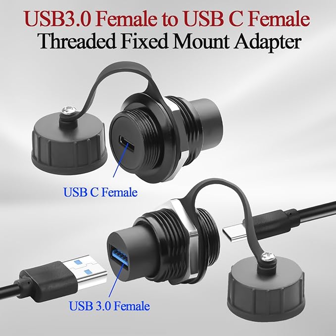 QIANRENON USB 3.0 to USB C Threaded Fixing Waterproof Adapter 5Gbps USB3.0 - Image 5