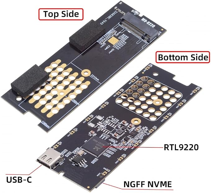 CY Type-C USB3.2 USB4 20Gbps to M-Key M.2 NGFF NVME SATA SSD PCBA Enclosure - Image 7