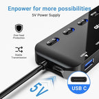 atolla 7-Port USB 3.0 Hub Splitter, USB Extender Ultra Slim Data USB Hub - Image 4