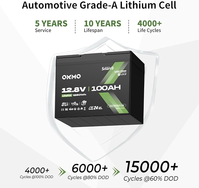 12V 100Ah LiFePO4 Battery with Bluetooth, BCI Group 24, Built-in 100A BMS - Image 7