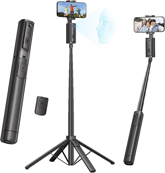 Auto Face Tracking Tripod, 360° Rotation Follows Your Movement, Phone Holder by Unknown