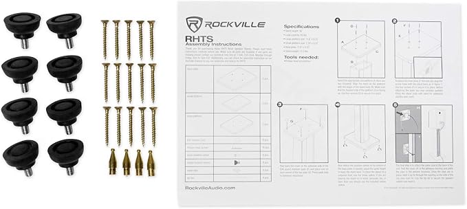 Rockville Pair RHTSC 36-Inch Bookshelf Speaker Stands, Surround Sound, 60 lbs - Image 9