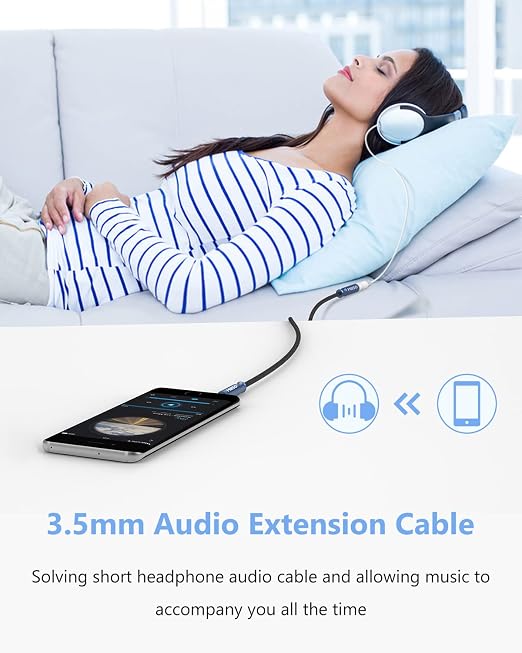 MillSO 3.5mm Headphone Extension Cable Nylon Braided 4 Pole TRRS Male to Female - Image 2
