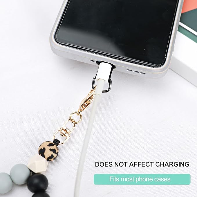 Marble Silicone Beaded Phone Wrist Strap, Cellphone Lanyard - Image 3