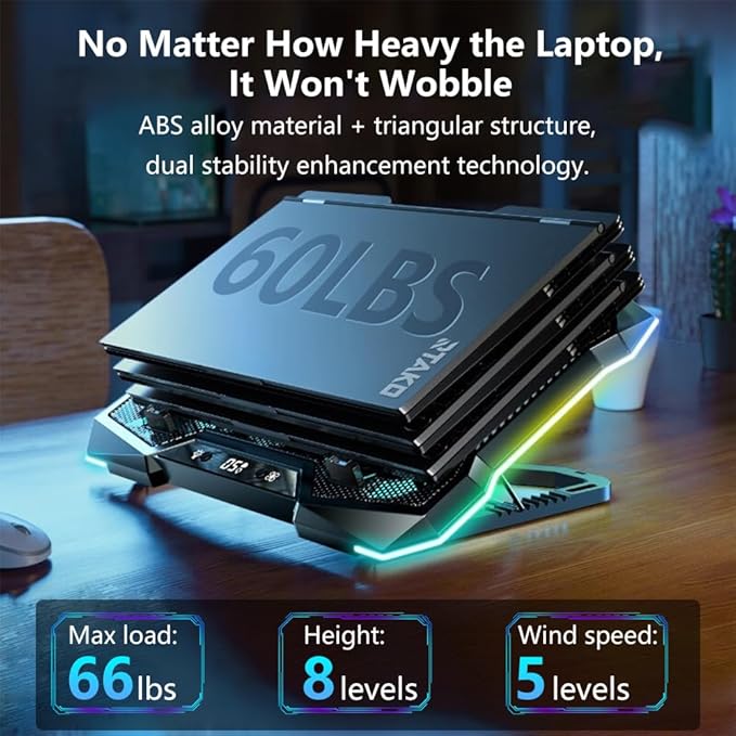 G-STORY Gaming Laptop Cooling Pad, RGB Lights Laptop Cooler - Image 3