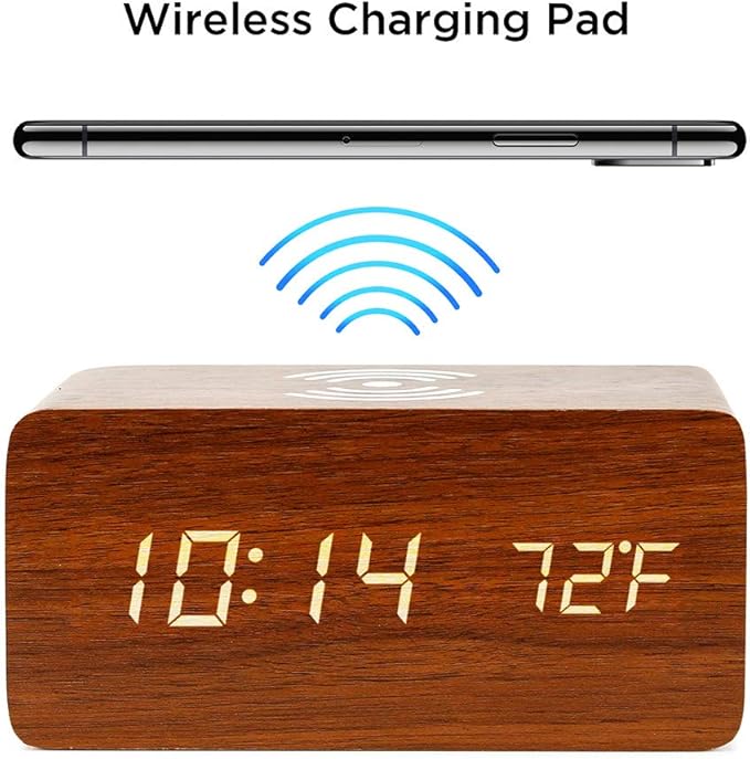 OCT17 Alarm Clock with Qi Wireless Charging Pad Compatible with iPhone Samsung - Image 2