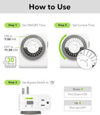 BN-LINK Outlet Timer with 2 Grounded Outlets, Mechanical Light Timer - Image 4