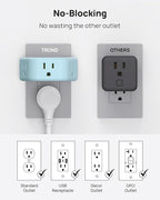 TROND Outlet Extender, 3 Way Angled Plug Splitter, 3-Prong Grounded Wall Outlet - Image 4