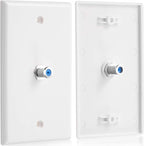 1-Port TV Cable Wall Jack F Connector Coax Video Jack Single Gang Wall Plates - Image 2