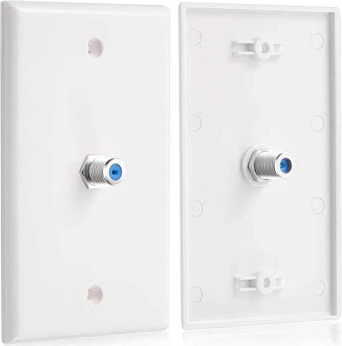 1-Port TV Cable Wall Jack F Connector Coax Video Jack Single Gang Wall Plates - Image 2